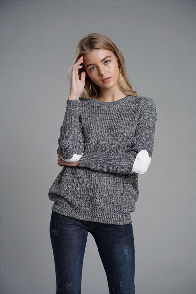 

designer womens solid sweaters long sleeve with heart panelled female fashion donna casual warm clothes, White;black