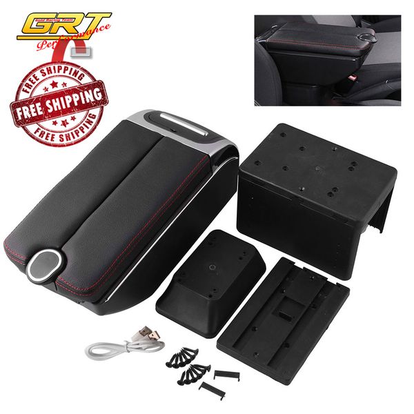 

car dual opening pu leather armrest box adjustable width central hand organizer storage box universal