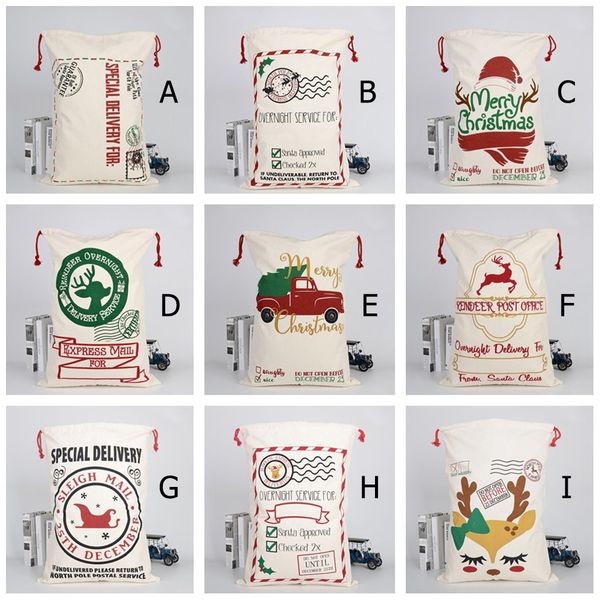 

15#christmas santa sacks 1pc drawstring canvas santa sack xmas canvas bag big claus gift bag navidad
