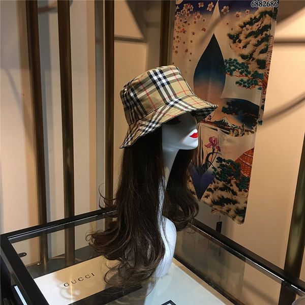 

designer brand blended letters bucket hat fashion burberry13;grid fold able caps fisherman beach sun visor folding cap
