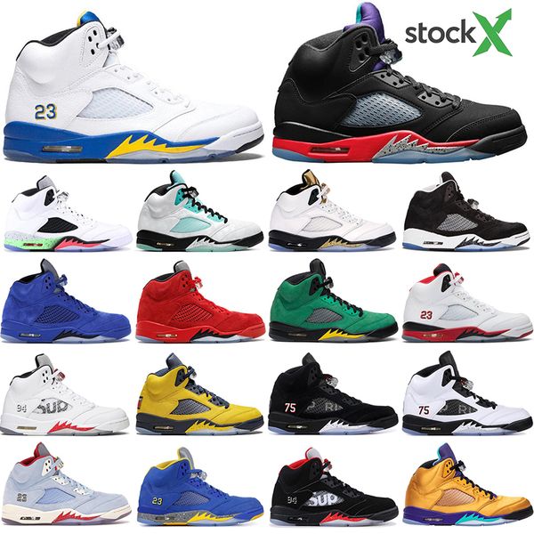 

new wholesale jumpman 5 5s fire red stock x psg men basketball shoes 3 fresh prince athletics mens trainers sports sneakers 40-47, White;red