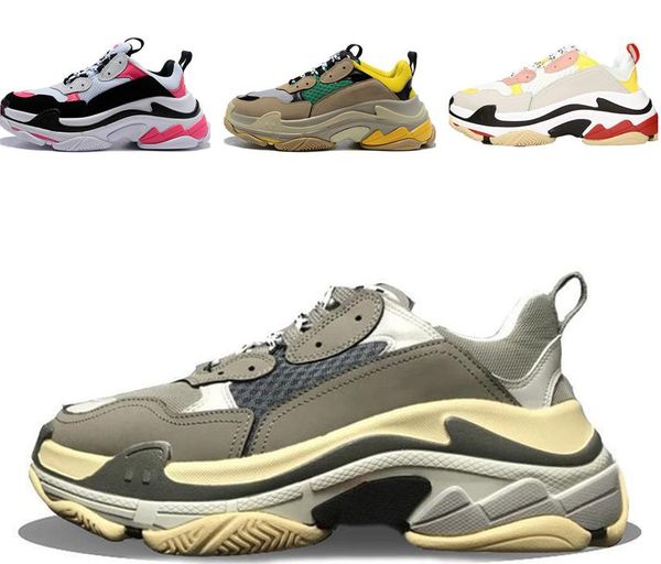 

2019 мульти тройной s низкий старый папа sneaker combination подошвы ботинок женщин людей способа вскользь ботинки высокого верхнего качеств, Black;brown