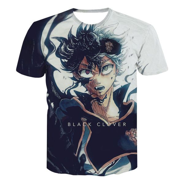 

black clover 3d printed t shirt men women summer fashion casual tee anime black clover streetwear plus size t shirt, White;black