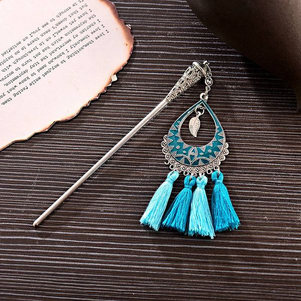 

2019 new design ethnic summer women's vintage tassel hair jewelry bohemia hair sticks chinese style hairpin, Golden;white