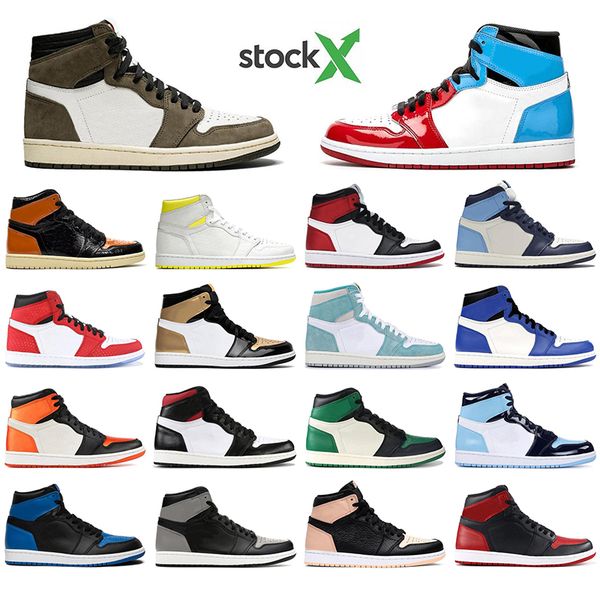 

with socks air jordan shoes men and women 1s basketball shoes shattered backboard designer good quality sport sneakers mens trainer, White;red