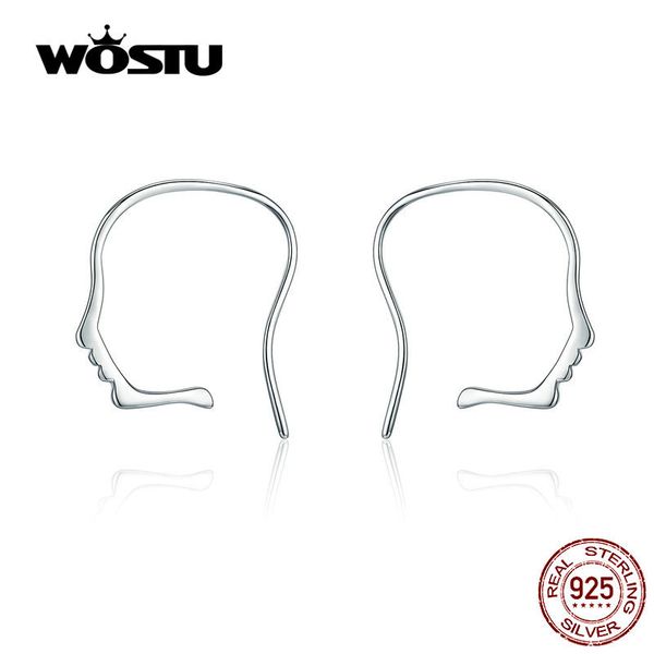 

wostu original design face серег 100% стерлингового серебра 925 большой серьги для женщин свадебное серебро 925 ювелирных изделий fie631, Golden;silver