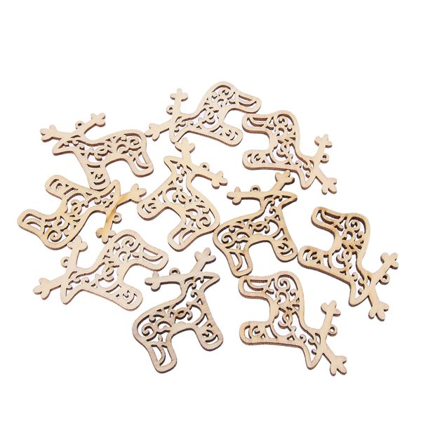 

10pcs/set creative wooden christmas pendants decoration wood crafts christmas ornaments diy party home decor supplies kids toys