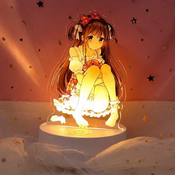 

vograce new arrival cartoon anime acrylic led stand keychain,oem customized luminous furnishing articles,light standee, Silver