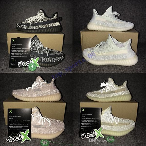 

lundmark reflective kanye west luxury shoes gid green men women designers casual shoes v2 cloud white black static full reflective sneaker