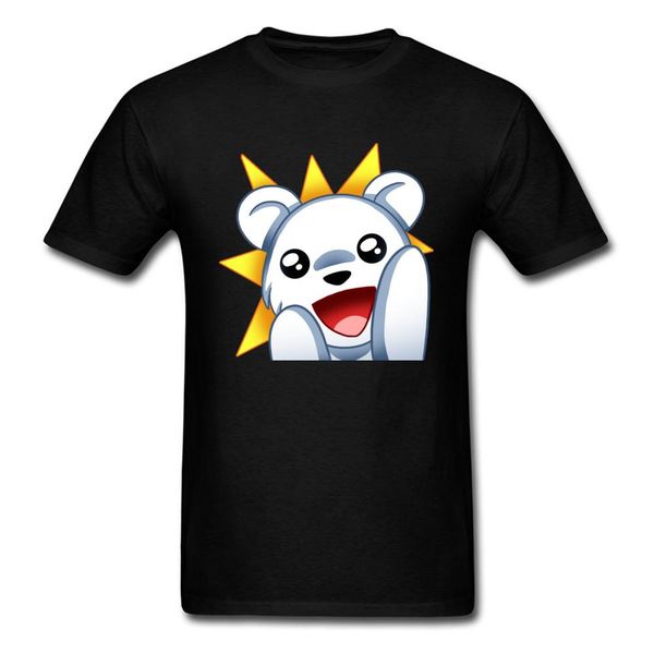 

2020 party bear hype emote emoji print men t-shirt black tee shirts short sleeve funny cartoon design lover's cute, White;black
