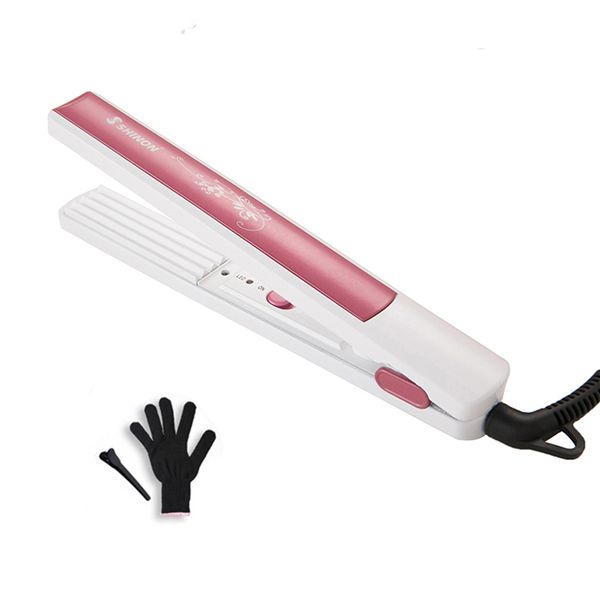 

chj professional crimper corrugation hair curling iron curler corrugated iron styling ceramic corn plate curling wand hair style, Black