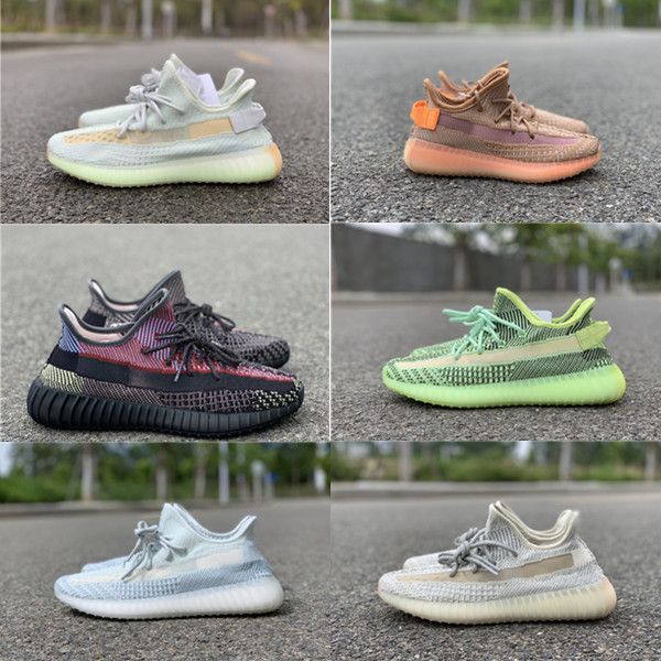 

box yecheil yeehu glow running shoes citrin cloud white black reflective trainers kanye west designer sneakers size 13 sport shoe