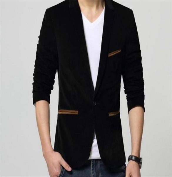 

spring men's corduroy casual suit coat fashion business all-in-one suit men's coat one button office commuter temperament high, White;black