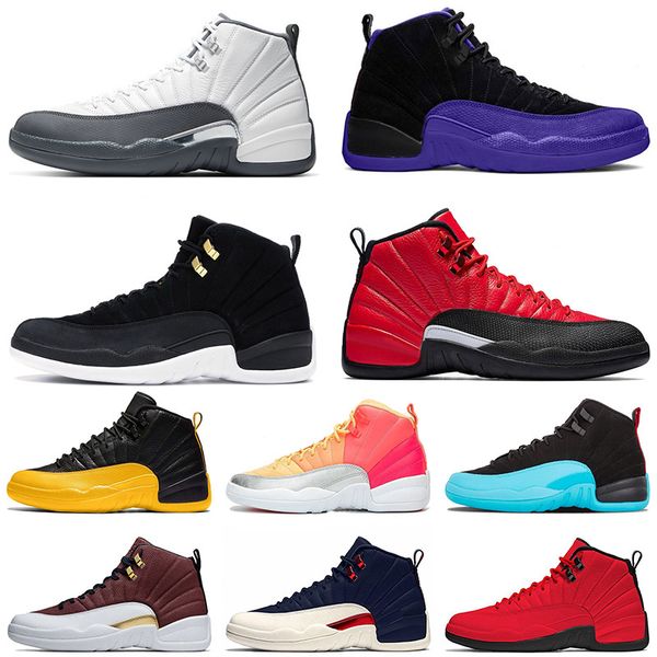 

2020 jumpman reverse taxi 12 12s mens basketball shoes dark concord university gold dark grey mens trainers size 13