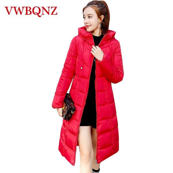 

2018 new plus size 6xl women winter hooded warm thicken coat slim cotton padded basic jacket black parka female long outwear