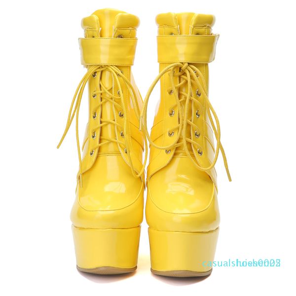 

legzen super beautiful ankle boots wedges round toe fashion boots stylish yellow shoes woman plus us size 4-15 c25, Black