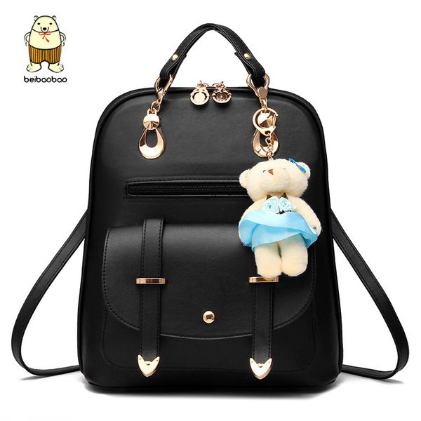 

women's pu leather shoulder bag backpack lady fashion retro backpack lapbag mini travel makeup purses bear accessory a10227