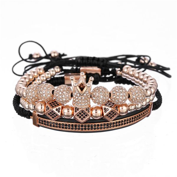 

luxury jewelry 3pcs/set bracelet hip hop gold men jewelry cubic micro pave cz charm bracelets for women men pulseira bileklik, Golden;silver