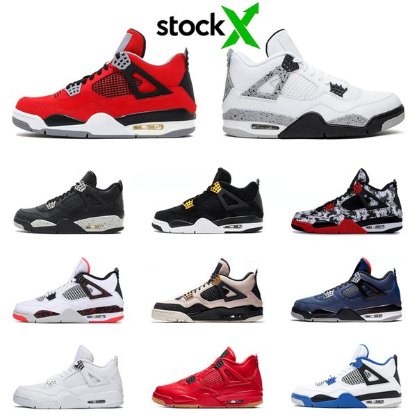 

stock x jumpman 4 4s men basketball shoes fire red black cat cool grey punch white cement mens trainers sports sneakers 7-13