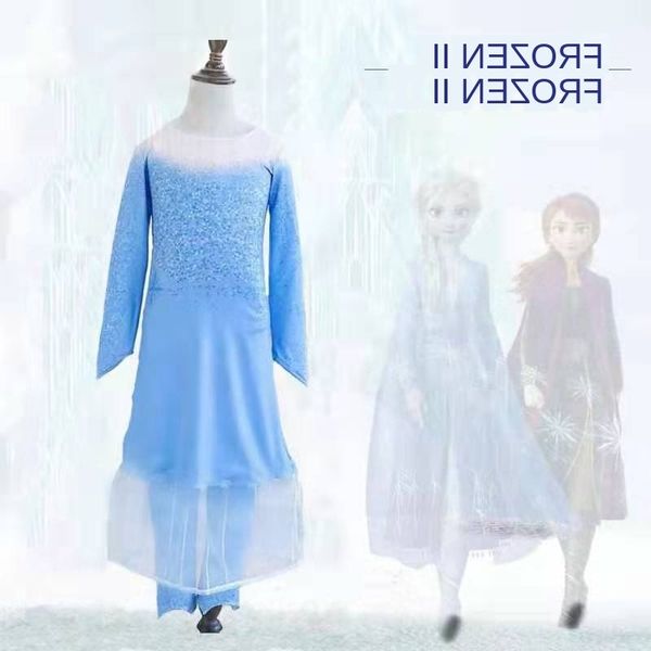 

2020 ice and snow 2 girl ai sha princess dress printed two-piece suit, Red;yellow