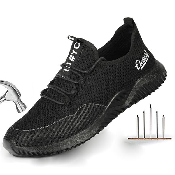 

big size male shoes safety shoes men work safety boot steel toe boots outdoor work indestructible boot, Black