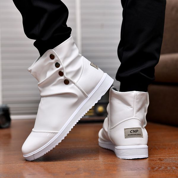 

sainimo 2019 selling safety shoes men british wind high help boots men casual zapatos de hombre chaussure homme botas, Black