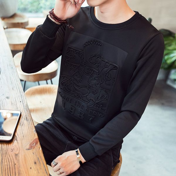 

men sweatshirts black 2019 new arrival spring and autumn male coat teenager boy 3d pattern korean style plus size 4xl 5xl h21