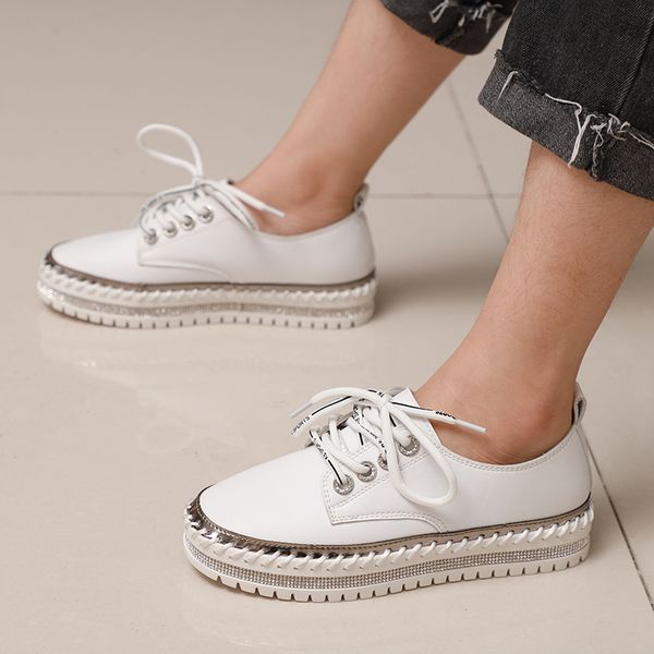 

round toe platform sneakers black and white shoes women footwear flat shoes vintage platform flats leather women zapatoa