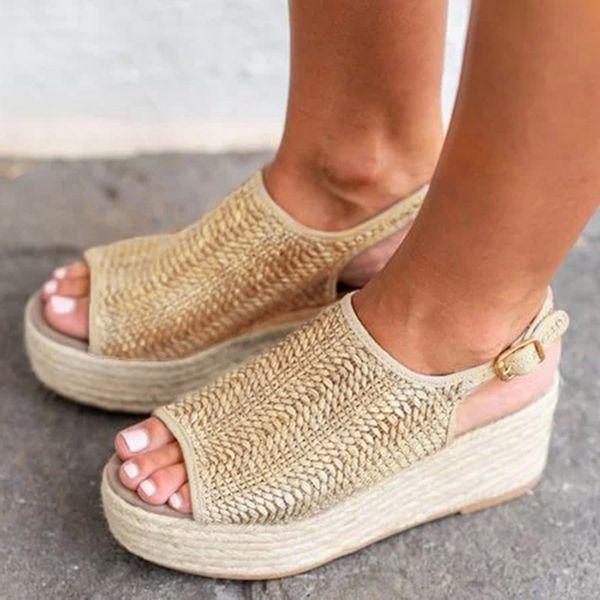 

litthing 2020 women sandals platform ankle-strap sandals with high heels wedges shoes women summer sandal zapatos mujer, Black