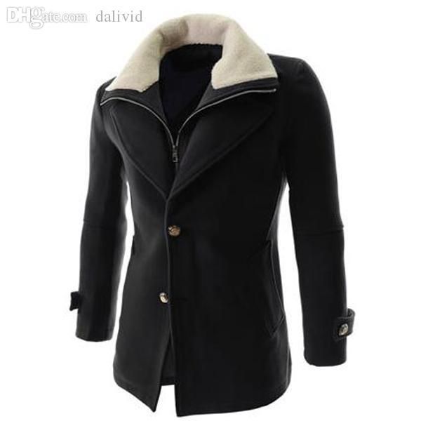 

fall-2016 new arrival winter mens trench coats duffle coat stylish style single breasted mens coat wool trench coat, Tan;black