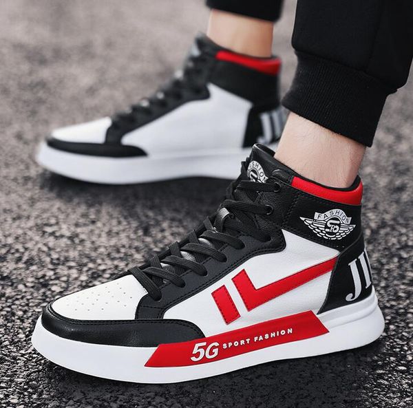 

the latest release of men's casual white shoes the est street hip hop high-sneakers student running shoes rubber soles ing
