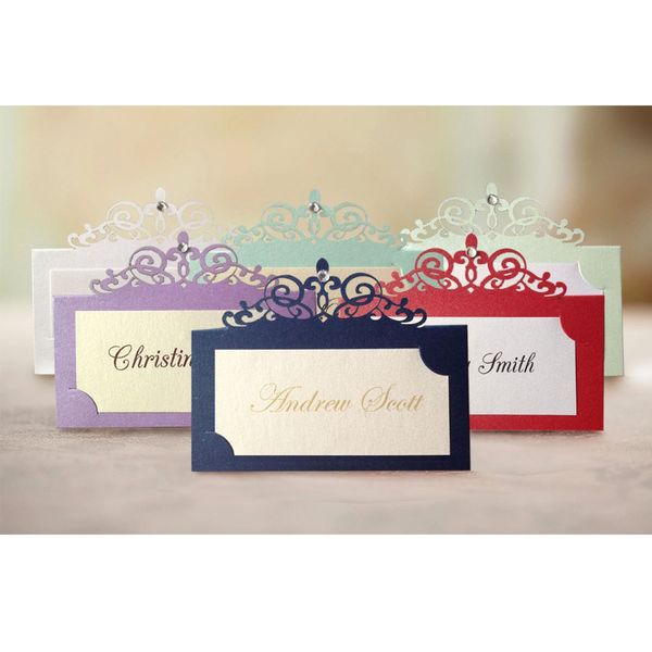 

40pcs/lot muti colors rhinestone decorated personalized place card name card for party and wedding