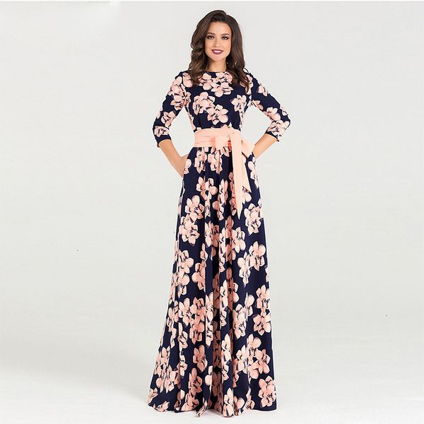 

designer dresses woman clothes women printing spring dress o neck style long party dress for female women vestidos no pockets, Black;gray