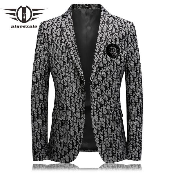 

plyesxale brand diamond design man blazer 2020 male british style casual slim fit blazer jacket prom blazers q87, White;black