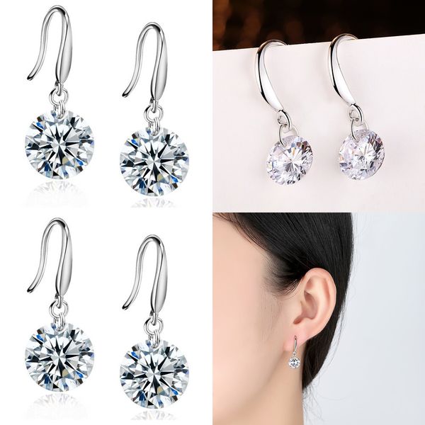 

темперамент набор серьги краткий циркон сережка мэм личность серьги крест серьги роскошные дизайнерские ювелирные изделия женские серьги, Silver