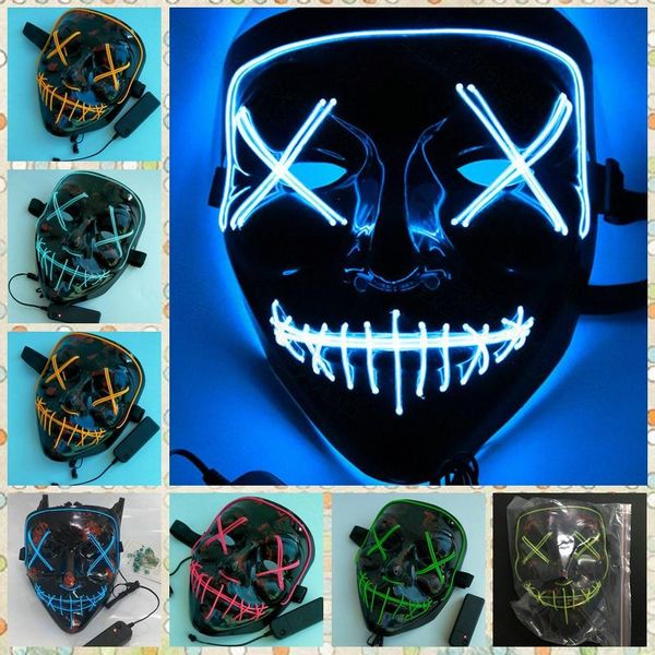 

LED маска для лица EL провода Хэллоуин маска Xmas загорается призрачная щель DJ маска о