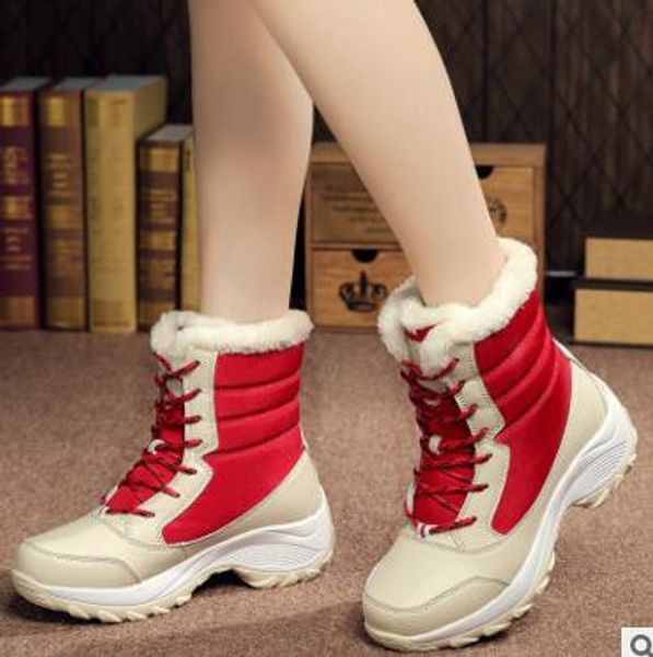 

2019 new designer new snow boots female high to help waterproof ladies cotton women boots plus velvet warm women's sneakers shoes 34-42, Black
