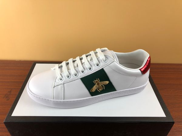 

fashion designer shoes with white bee green red stripe genuine leather ace sneakers web designer sneaker men women casual shoes, Black