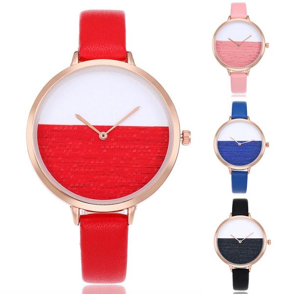 

luxury women watch minimalist color block horizon ultra thin round dial analog casual quartz watch relÃ³gio feminino, Slivery;brown