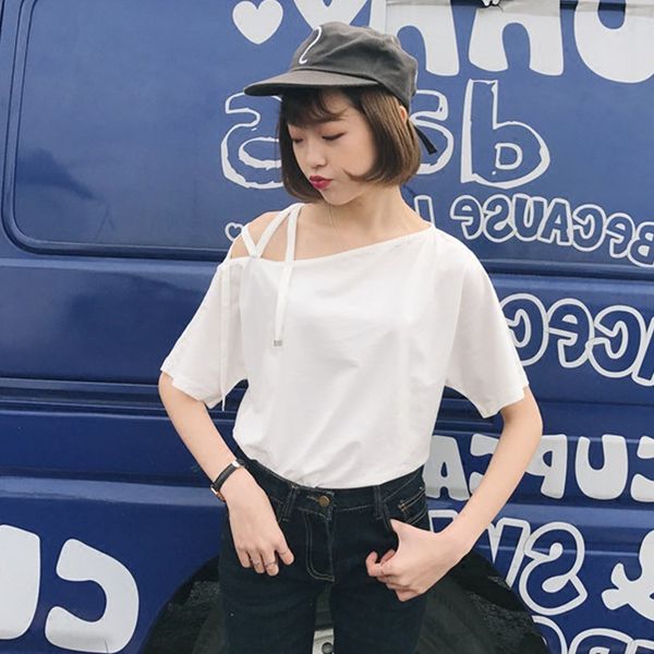 

2019 summer new fashion t shirt simple solid casual all match loose short sleeve female t-shirts harajuku black white tees