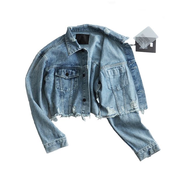 

frayed denim women hole jackets 2019 spring-autumn short jean coats ladies street-wear chic denim jacket womens stylish clothes, Black;brown