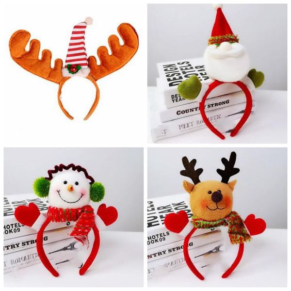 

3d christmas headband antlers snowman santa xmas hat printed hair band xmas antler hair accessories flannelette antler hairstick decor wy474, Slivery;white