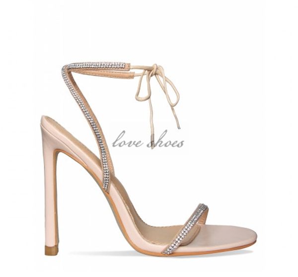 

ladies lace up stiletto heels shoes slender high heels party ankle strap sandals, Black