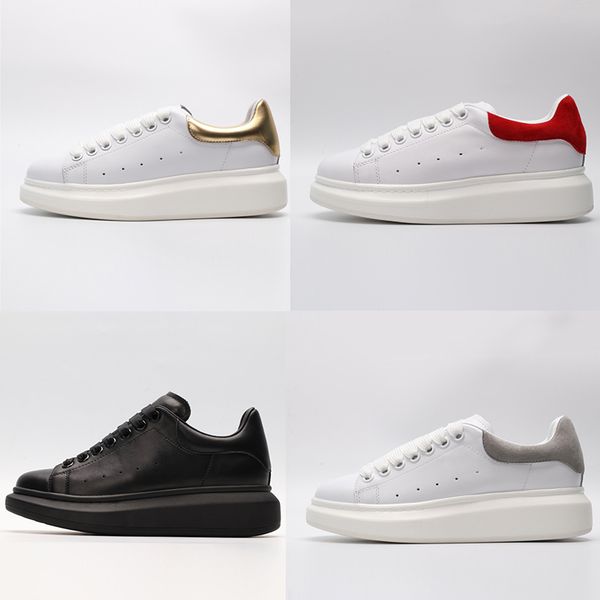 

New Cheap Black white red Brand Fashion Luxury Designer Women Shoes Gold Low Cut Leather Flat designers men womens Casual sneakers 36-44