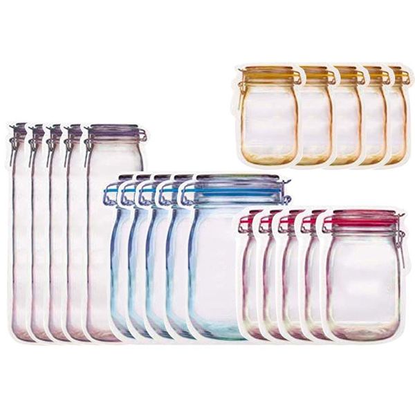 

mason jar zipper bags snack sandwich zipper closure bags reusable airtight seal storage leakproof saver for trave