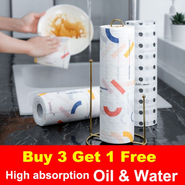 

nordic-style kitchen disposable dishwashing paper oil-absorbing roll paper wet n dry kitchen cooking towel microfiber