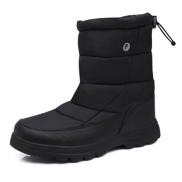 

winter new mens casual high fashion ankle boots snow waterproof oxford cloth warm plush shoes women comfortable walking boots, Black