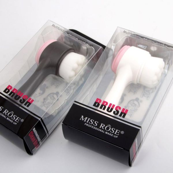 

double sides silicone facial cleansing brush portable size 3d face cleaning massage tool facial vibration skin care brush