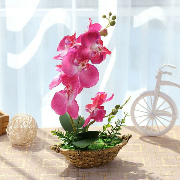 

artificial bonsai double heads with pot fake flower home garden decoration