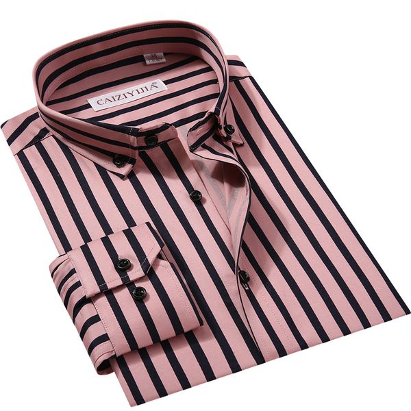 

97% cotton new designer striped business casual men shirts long sleeve spring fashion button-down collar brand formal men shirts, White;black